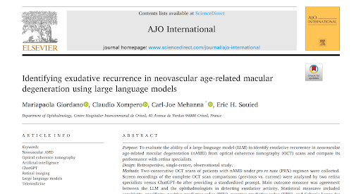 Publication AJO International 2025 — Identifying exudative recurrence